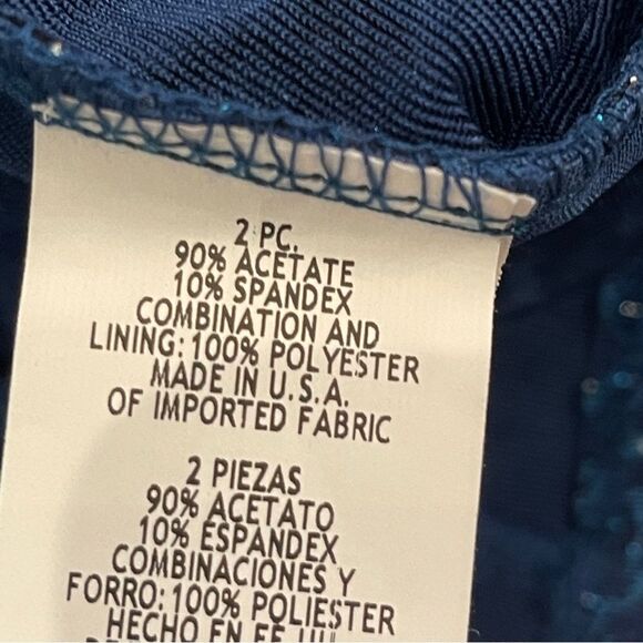 ONYX Nite Twin Set Sapphire Teal Blue Glitter Cardigan Formal Bridal Women's XL - Picture 6 of 12